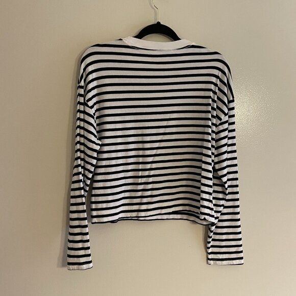 Abercrombie & Fitch Soft A&F Essentials Wmn M Black White Stripe Long Sleeve Tee - Picture 8 of 8